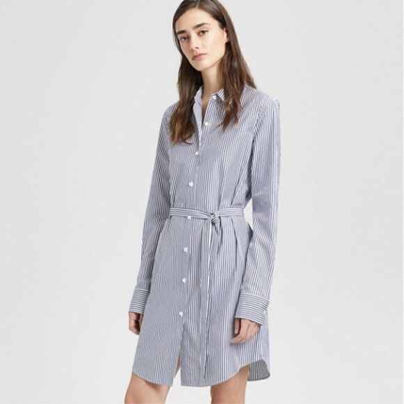 Theory Striped Clean Shirt Dress Medium NWOT - Picture 1 of 6